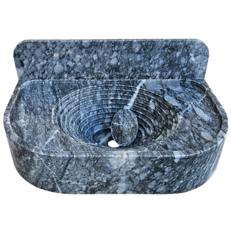 Bursa Gray Marble Wall-Mount Bathroom Sink with 6" Backsplash (W)16" (L)27" (H)6"