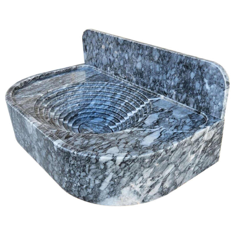 Bursa Gray Marble Wall-Mount Bathroom Sink with 6" Backsplash (W)16" (L)27" (H)6"