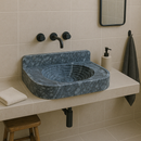 Bursa Gray Marble Wall-Mount Bathroom Sink with 6" Backsplash (W)16" (L)27" (H)6"