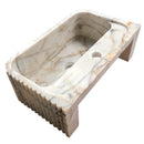Calacatta Gold Marble Wall-mount Bathroom Vanity Sink Fluted (W)18" (L)36" (H)7"