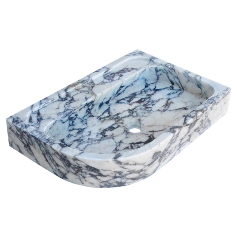Calacatta Viola Marble Wall-mount Bathroom Rectangular Corner Sink (W)16" (L)24" (H)4"