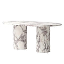 Calacatta Viola Marble Oval Dining Table with Fluted Round Marble Legs