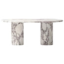 Calacatta Viola Marble Oval Dining Table with Fluted Round Marble Legs