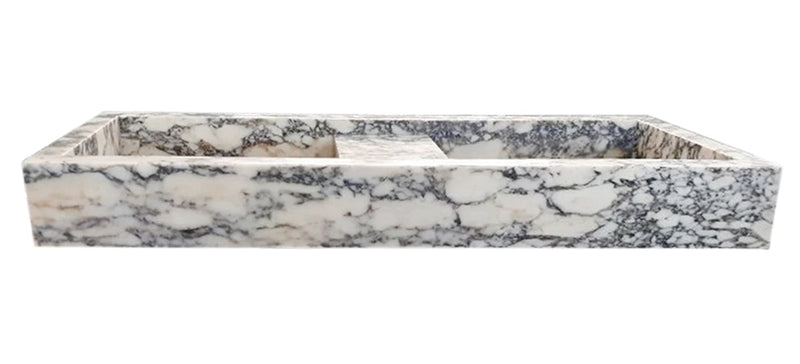 Calacatta Viola Marble Double Bathroom Sink Polished (W)19" (L)53" (H)6"