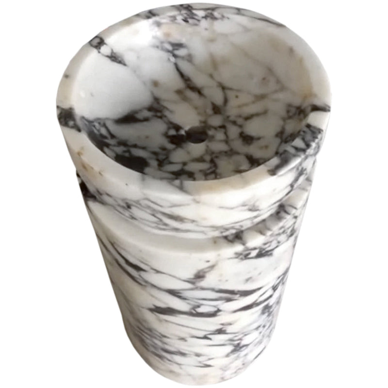 Calacatta Viola Marble Designer Pedestal Stand-Alone Sink (W)18" (L)18" (H)33"