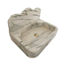Calacatta White Marble Wall-Mount Bathroom Sink with Arabesque Backsplash (W)16" (L)24" (H)5"