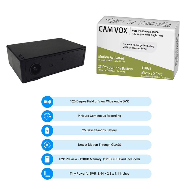 PBN - TEC Cam Vox 120 Degree Wide Angle DVR 128GB 25 Days Standby