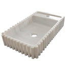 Carrara White Marble Wall-mount Bathroom Vanity Sink Fluted/Reeded (W)12" (L)20" (H)4"