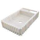 Carrara White Marble Wall-mount Bathroom Vanity Sink Fluted/Reeded (W)12" (L)20" (H)4"