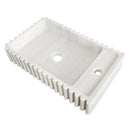 Carrara White Marble Wall-mount Bathroom Vanity Sink Fluted/Reeded (W)12" (L)20" (H)4"