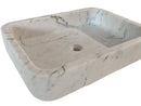 Carrara White Marble Rectangular Wall-mount Bathroom Sink (W)16" (L)24" (H)5"