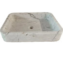 Carrara White Marble Rectangular Wall-mount Bathroom Sink (W)16" (L)24" (H)5"