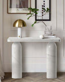 Carrara White Marble Designer Round Legs Console Polished