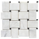 Carrara White-Toros Black Big Basketweave Mosaic Floor and Wall Tile - Livfloors Collection