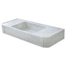 Carrara White Marble Wall-mount Bathroom Vanity Sink Fluted (W)16" (L)40" (H)6"