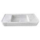 Carrara White Marble Wall-mount Bathroom Vanity Sink Fluted (W)16" (L)40" (H)6"