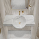 Carrara White Marble Above-vanity Wall-mount Bathroom Sink (W)16" (L)36"