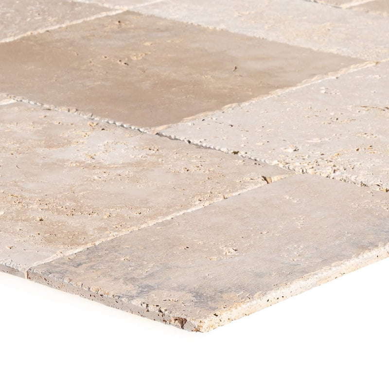 Classic Beige Travertine Tiles Antique Pattern Brushed and Chiseled - Livfloors Collection