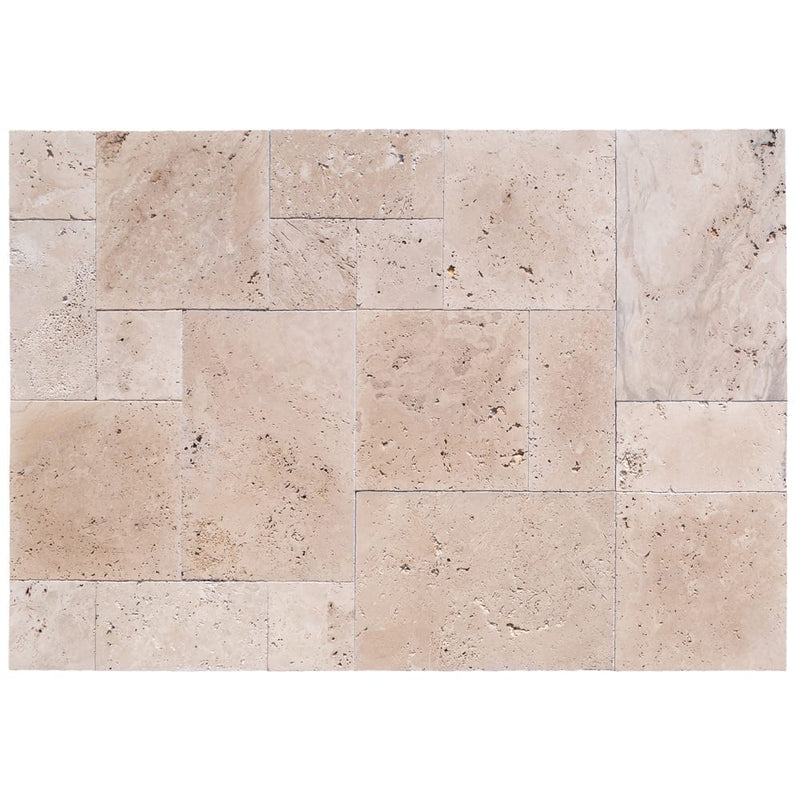 Classic Beige Light Travertine Tiles Antique Pattern Tumbled - Livfloors Collection