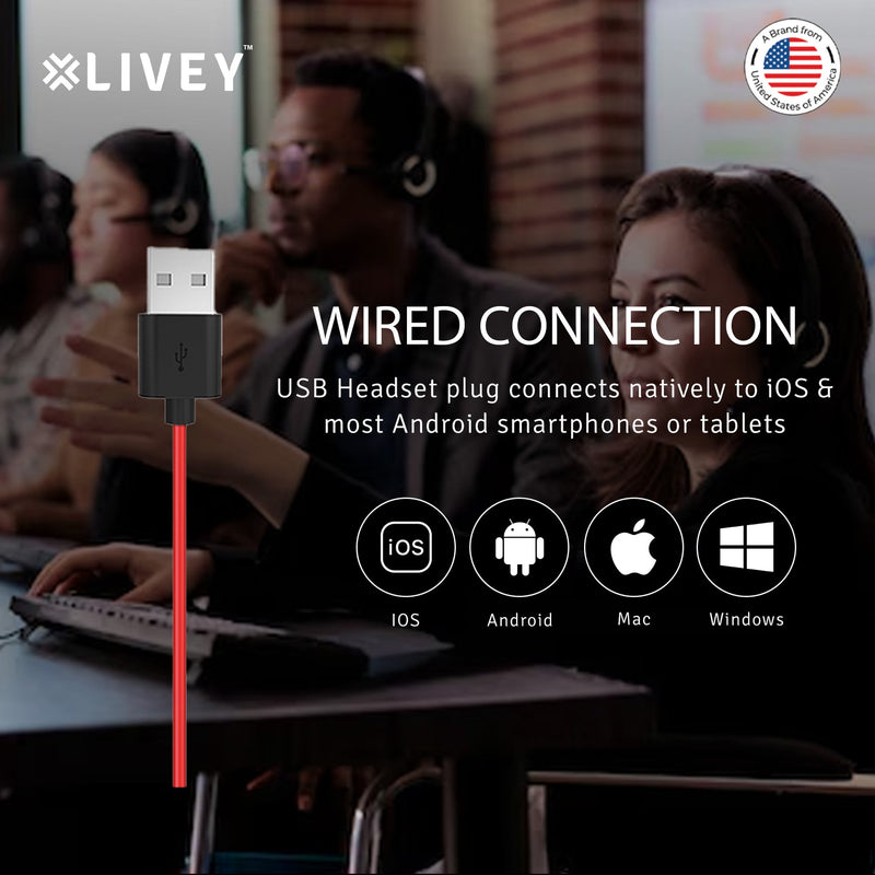 Auriculares USB LIVEY 410DU ENC, optimizados para UC