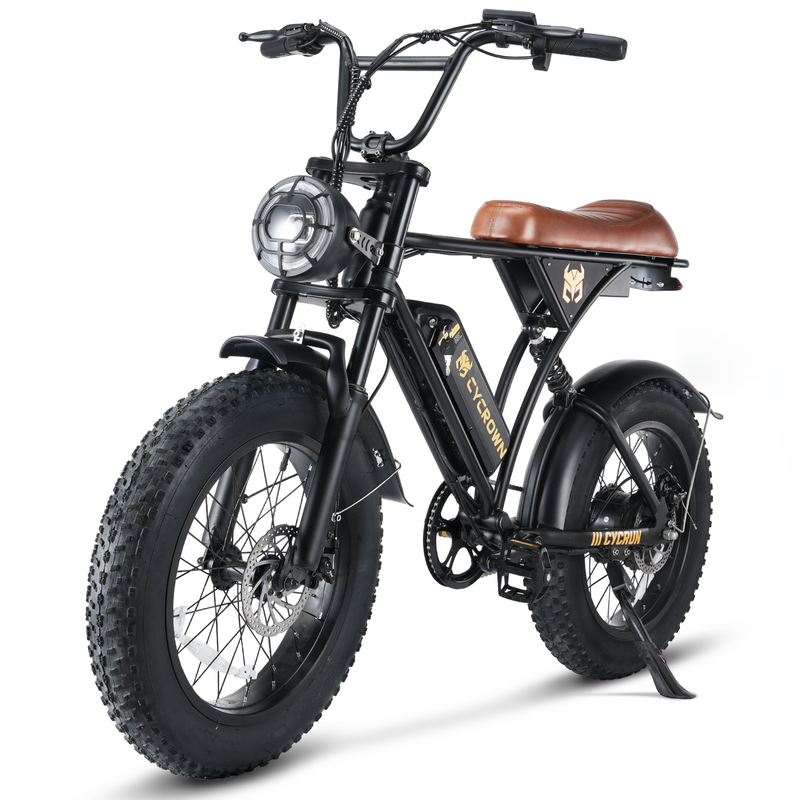 vaun klapprad e-bike CYCROWN Cycrun Moped Style Electric Bike for Adults (750W Motor/ 88KM Range/ 32 KM/h Top Speed/7 Speed Gear/Full Suspension/UL 2272 Certified)