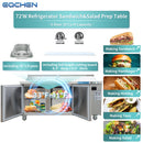 72 inch Salad Sandwich Prep Table Refrigerator, Mega Top, Stainless Steel Food Prep Cooler
