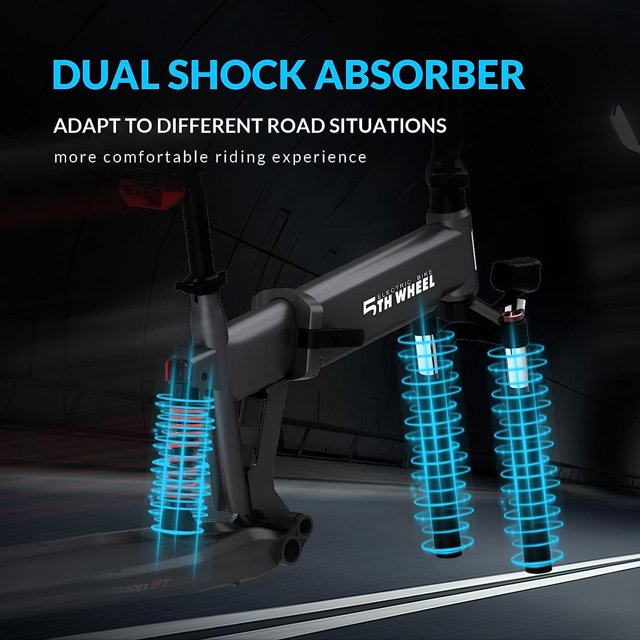 Bicicleta eléctrica Thunder de 1 pie con neumáticos anchos y 5 ruedas para adultos: motor de 1000 W de potencia máxima