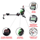 Máquina de remo con agua magnética inteligente Hydro + Dual Resistance de Sunny Health &amp; Fitness en color verde - SF-RW522017GRN