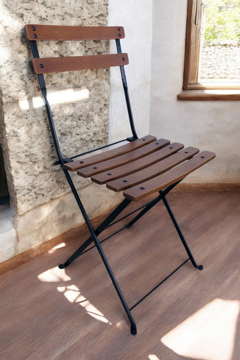 DemarForge Folding Chair 5508 - Stackable - European Chestnut Wood Clear Coated Slats (Set of 2)