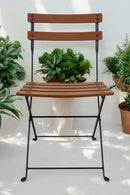 DemarForge Folding Chair 5508 - Stackable - European Chestnut Wood Clear Coated Slats (Set of 2)