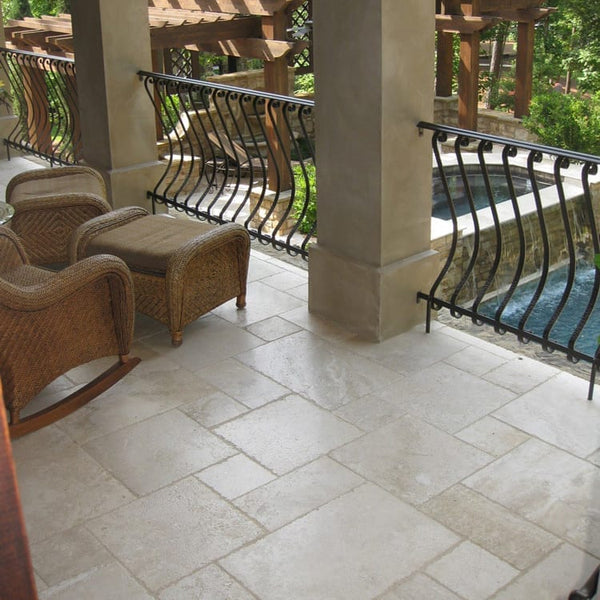Denizli Beige Antique Pattern Travertine Tile - Full Truckload