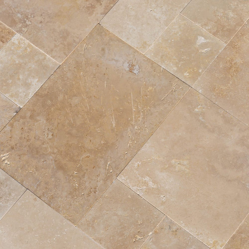 Denizli Beige Antique Pattern Travertine Tile - Full Truckload