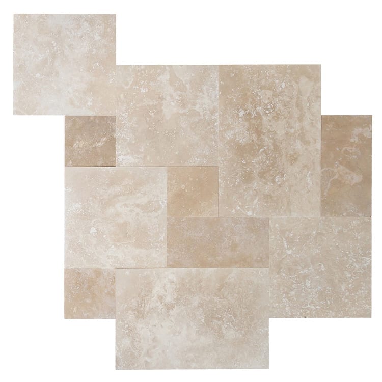 Denizli Beige Antique Pattern Travertine Tile - Full Truckload