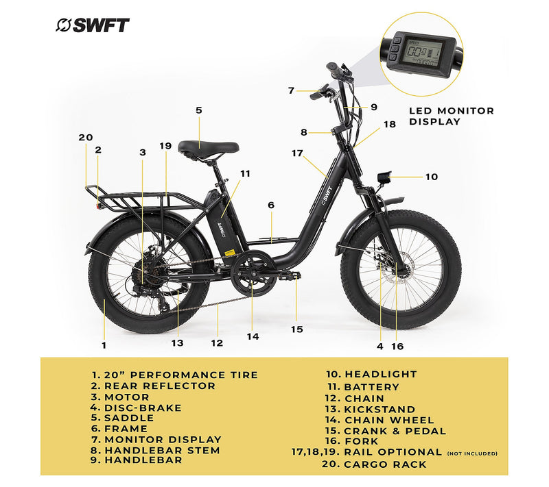 Bicicleta eléctrica SWFT VX de cuadro bajo, color negro