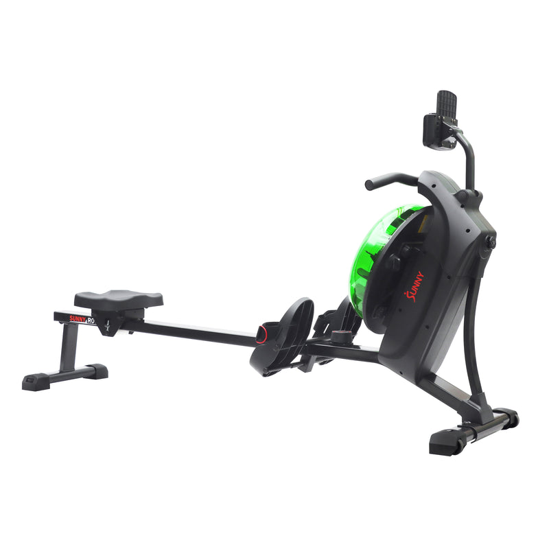 Sunny Health & Fitness Hydro + Dual Resistance Smart Magnetic Water Rowing Machine in Green- SF-RW522017GRN