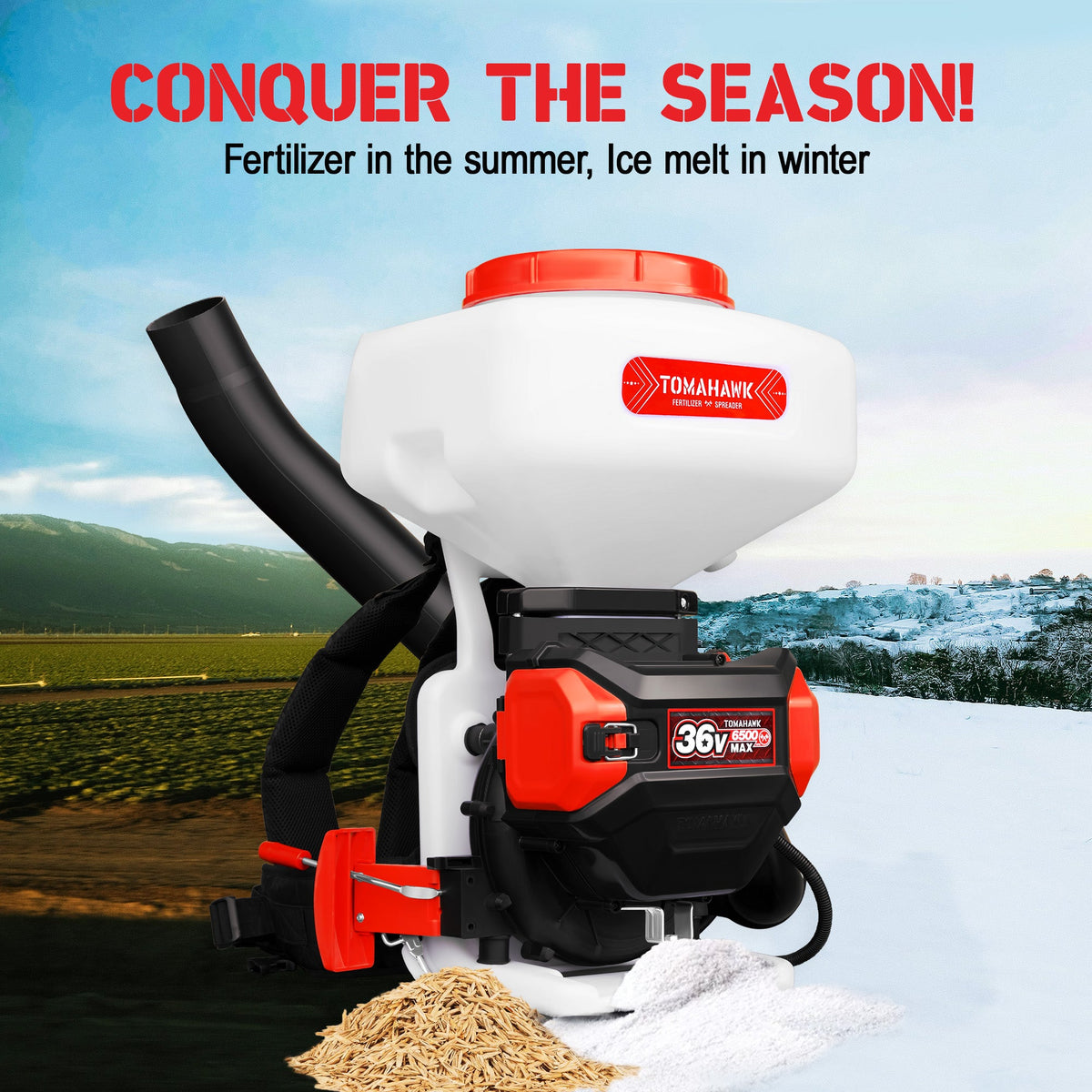fertilizer for ice plant 5 Gal Battery-Powered Fertilizer Spreader Broadcast Lawn Seed Ice Melt Salt No