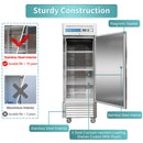 Commercial Reach in Fridge, 23 Cu.ft Stainless Steel Reach in Upright Fan Cooling Refrigerator
