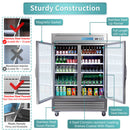EQCHEN 54 Inch 2 Glass Door Commercial Refrigerator