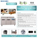 72 inch Salad Sandwich Prep Table Refrigerator, Stainless Steel Food Prep Cooler