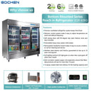 3 Door Commercial Beverage Refrigerator, EQCHEN 82 Inch Commercial Glass Door Refrigerator