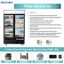 2 Door Commercial Beverage Refrigerator, EQCHEN 48 Inch Commercial Glass Door Refrigerator
