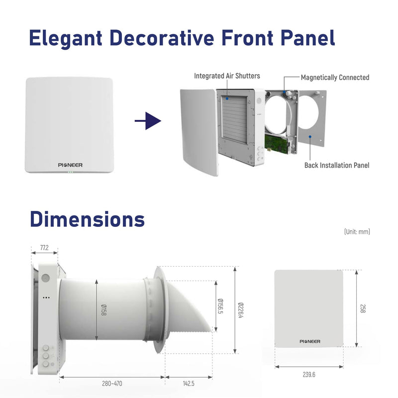 Pioneer® ECOasis 50 Ductless Wall-Mounted Single-Room Wi-Fi Energy Recovery Ventilator