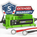 24V 25A Battery Charger - Scissor Lift, Forklift & Electric Pallet Jack - AGM, Lithium & Lead Acid