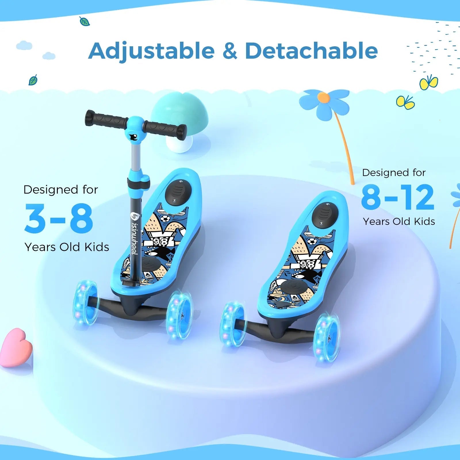 isinwheel 2-in-1 Mini Electric Scooter for Kids | Wellbots | Free Shipping