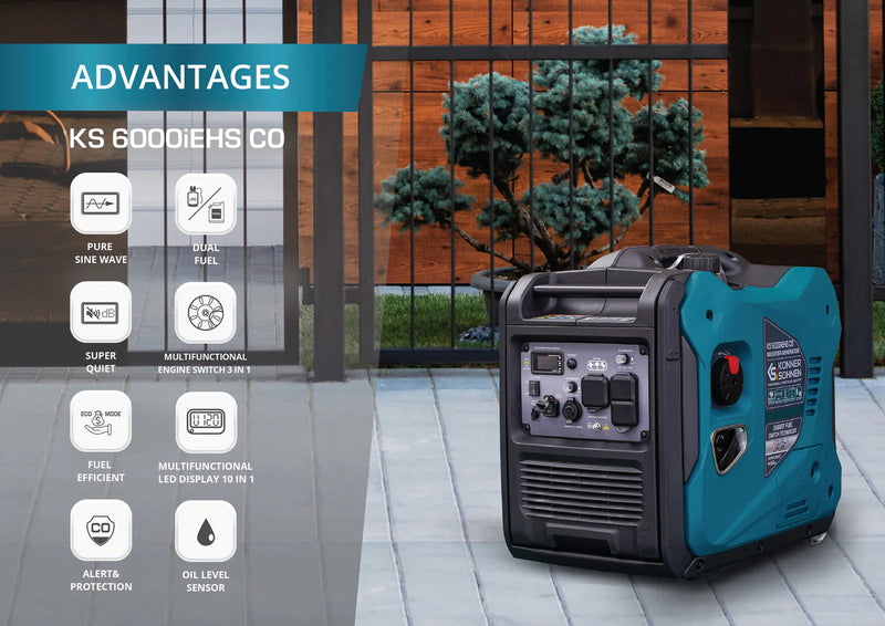 KS 6000iEHS CO LPG/Gasoline Inverter Generator