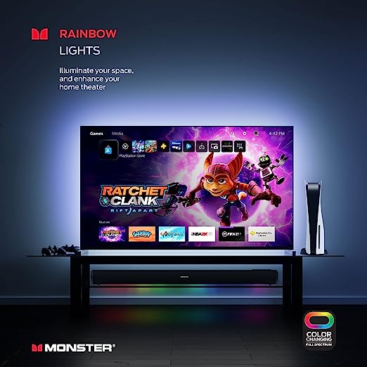 Monster  - LED Gaming Optimized Soundbar Black