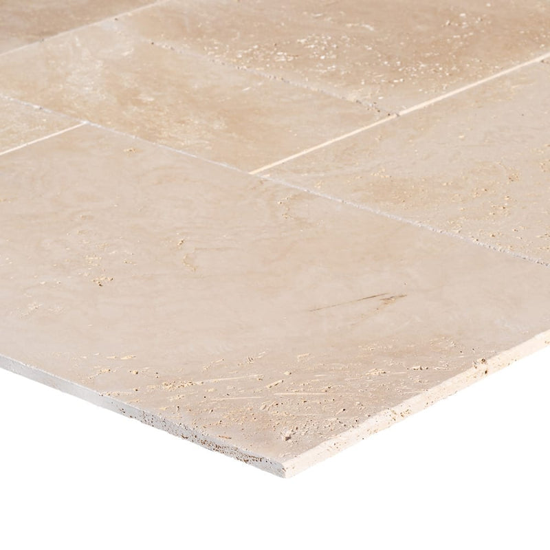 Light Beige Premium Travertine Tiles Antique Pattern Tumbled - Livfloors Collection