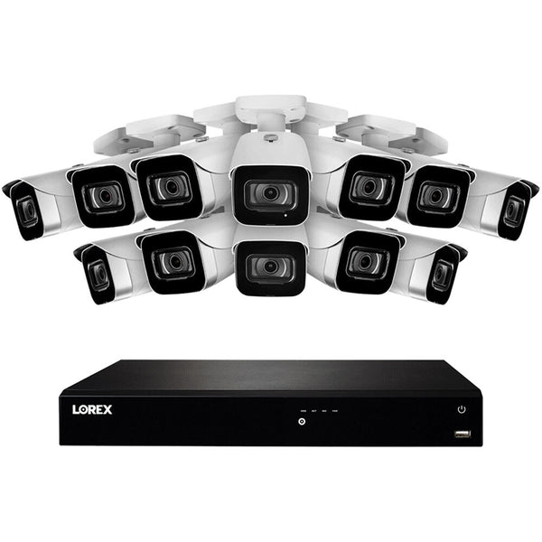 NVR UHD 4K de 16 canales Lorex N86363-8CAC con disco duro de 3 TB y 12 cámaras tipo bala con visión nocturna 4K 