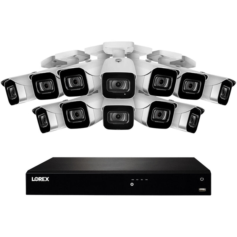 NVR UHD 4K de 16 canales Lorex N86363-8CAC con disco duro de 3 TB y 12 cámaras tipo bala con visión nocturna 4K 