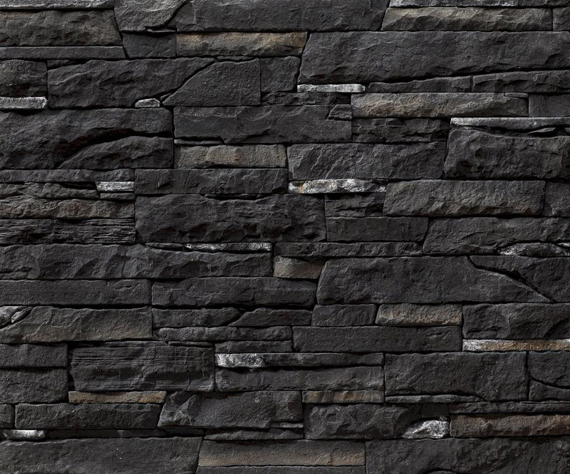 Inka Dark Rundle Black Slate Look Manufactured Stone Handmade Veneer - Livfloors Collection